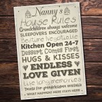 Nanny's House Rules Mum Nan Grandma Grandad Mother's Day