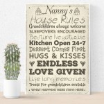 Nanny's House Rules Mum Nan Grandma Grandad Mother's Day