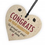 Well Done Graduation Wooden Heart Keepsake Friendship Gifts