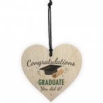 You Did It Congratulations Gift Wood Heart Keepsake Graduation