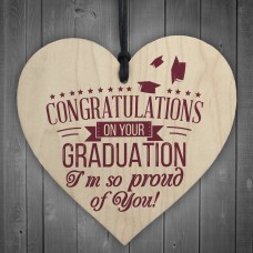 Graduation Congratulations Wooden Heart Keepsake Gift Plaque 