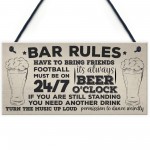 Bar Rules Still Standing Alcohol Beer Pub Plaque Funny Man Cave