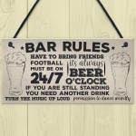 Bar Rules Still Standing Alcohol Beer Pub Plaque Funny Man Cave