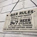 Bar Rules Still Standing Alcohol Beer Pub Plaque Funny Man Cave