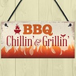 BBQ Chillin & Grillin Barbecue Outdoor Garden Plaque Bar Sign