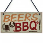 BEERS BBQ Novelty Hanging Garden Sign Barbeque Shed Plaques 