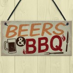 BEERS BBQ Novelty Hanging Garden Sign Barbeque Shed Plaques 