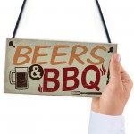 BEERS BBQ Novelty Hanging Garden Sign Barbeque Shed Plaques 