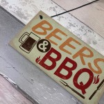 BEERS BBQ Novelty Hanging Garden Sign Barbeque Shed Plaques 