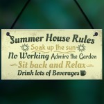 Summer House Rules Novelty Hanging Plaque Garden Shed Sign