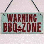 Warning BBQ ZONE Barbecue Garden Bar Hanging Wall Plaque Sign