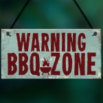 Warning BBQ ZONE Barbecue Garden Bar Hanging Wall Plaque Sign