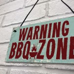 Warning BBQ ZONE Barbecue Garden Bar Hanging Wall Plaque Sign