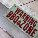 Warning BBQ ZONE Barbecue Garden Bar Hanging Wall Plaque Sign