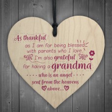 Grandma Grandparent Gran Nan Mum Plaque Sign Gift Wood Heart