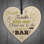 Home Bar Sign Wood Heart Novelty Garden Kitchen Pub Wall Plaque 