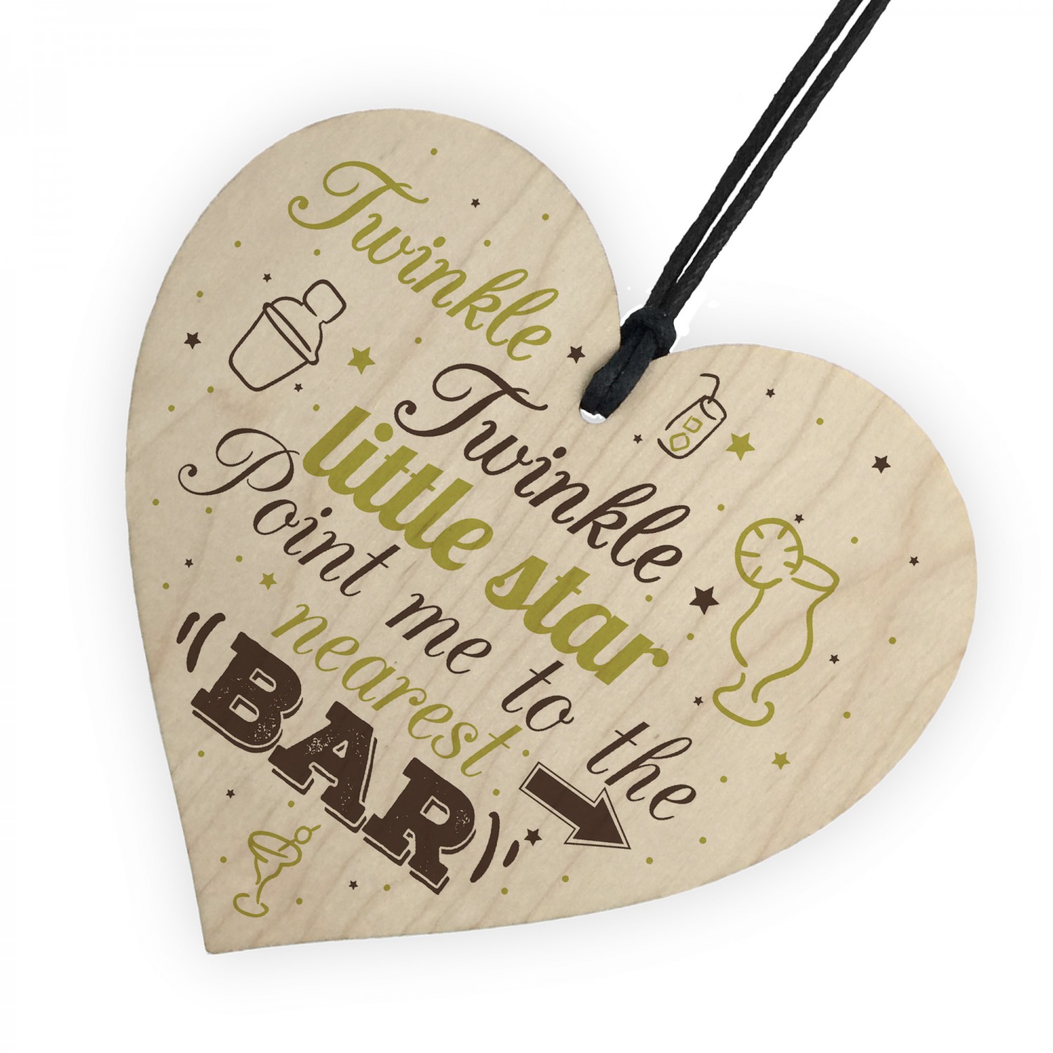Twinkle Twinkle Little Star Point Me To The Nearest Bar Wooden Plaque Sign