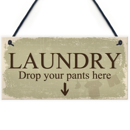 Funny Laundry Room Sign Shabby Chic Hanging Plaques Home Wall