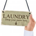 Funny Laundry Room Sign Shabby Chic Hanging Plaques Home Wall