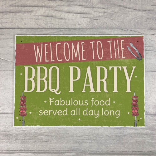 Welcome BBQ Party Garden Shed Sign SummerHouse Plaque Dad 