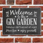 Welcome To The Gin Garden Hanging Alcohol Wall Sign Garden Sign