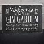 Welcome To The Gin Garden Hanging Alcohol Wall Sign Garden Sign