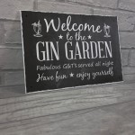 Welcome To The Gin Garden Hanging Alcohol Wall Sign Garden Sign