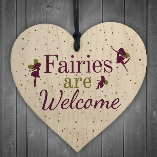 Wooden Fairies Welcome Hanging Garden Gardening Shed Plaque