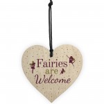 Wooden Fairies Welcome Hanging Garden Gardening Shed Plaque