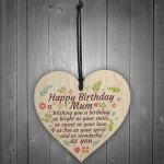 Wonderful Happy Birthday Mum Wooden Heart Mother Mummy Son