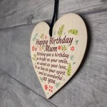 Wonderful Happy Birthday Mum Wooden Heart Mother Mummy Son