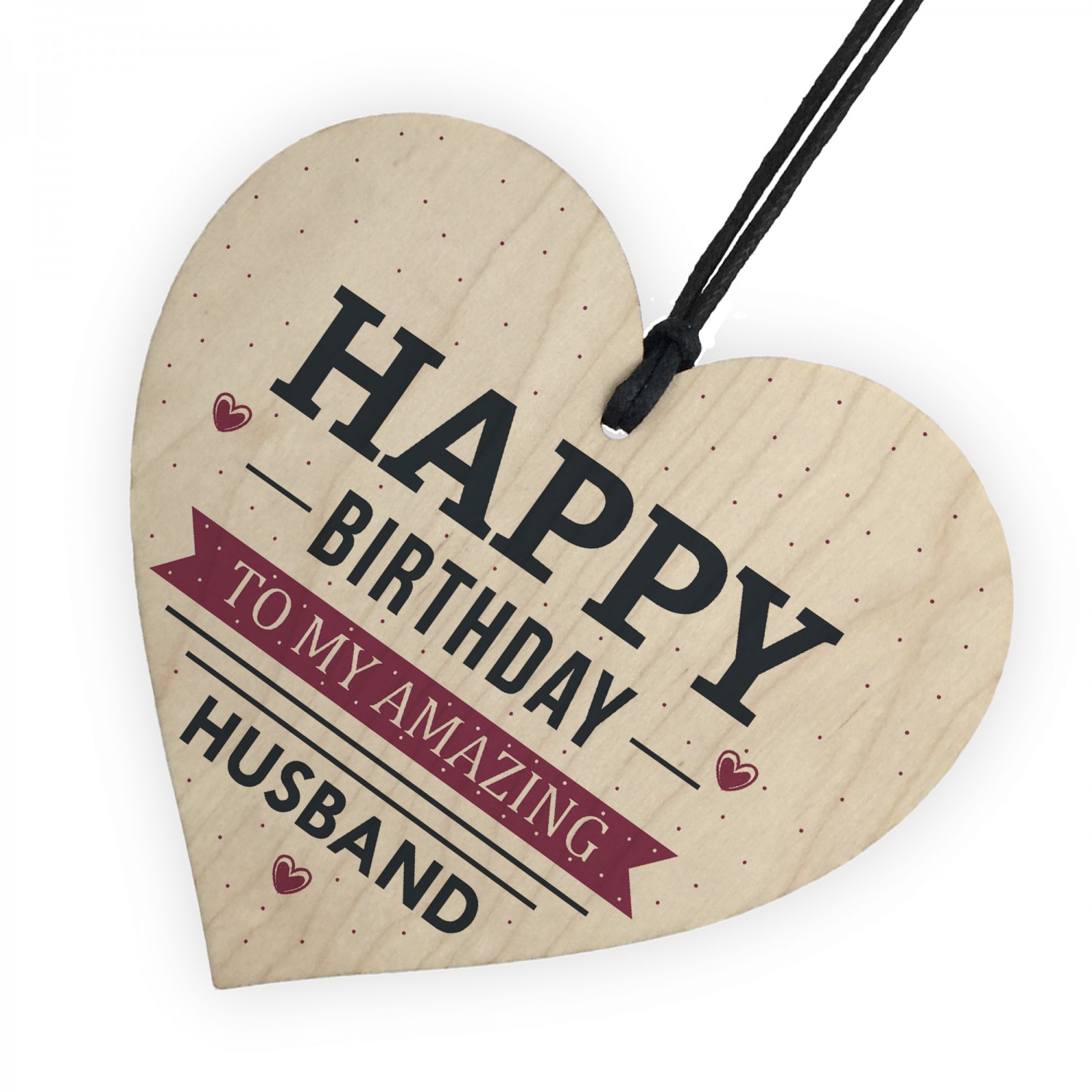 Happy Birthday Husband Wife Hubby Partner Wooden Heart Plaque