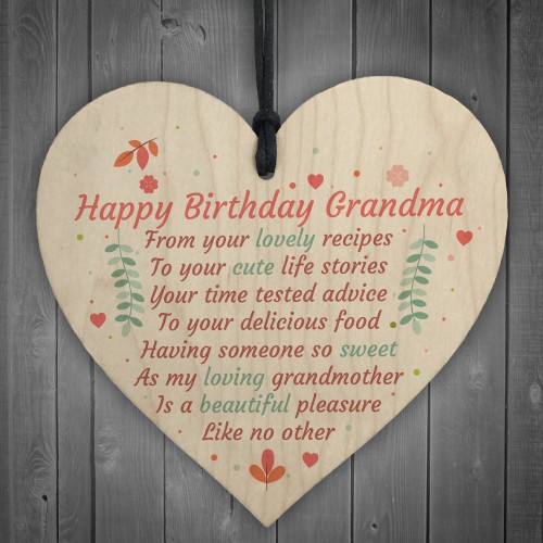 Happy Birthday Grandma Wood Heart Gran Nan Special Grandson