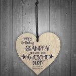 Awesome Dude Funny Happy Birthday Wooden Heart Grandad