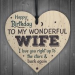 Wonderful Wife Happy Birthday Wood Heart Husband Love Wall 