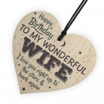 Wonderful Wife Happy Birthday Wood Heart Husband Love Wall 