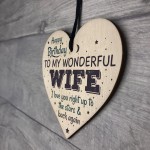 Wonderful Wife Happy Birthday Wood Heart Husband Love Wall 