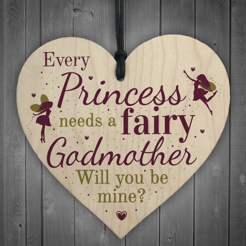 Will You Be My Godmother Fairy Wooden Heart Godparents Family