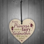 Will You Be My Godmother Fairy Wooden Heart Godparents Family