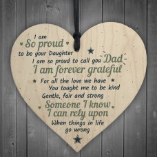 Fathers Day Birthday Gift For Dad Daddy Wood Heart Sign Daughter