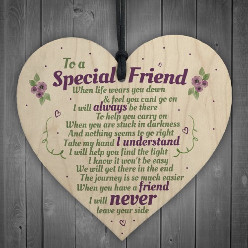 Special Friend Friendship Gift Shabby Chic Wood Heart Thank You