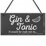 Gifts For Women Gin & Tonic Plaque Novelty Garden Alcohol Pub 