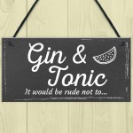 Gifts For Women Gin & Tonic Plaque Novelty Garden Alcohol Pub 