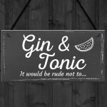 Gifts For Women Gin & Tonic Plaque Novelty Garden Alcohol Pub 