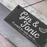 Gifts For Women Gin & Tonic Plaque Novelty Garden Alcohol Pub 