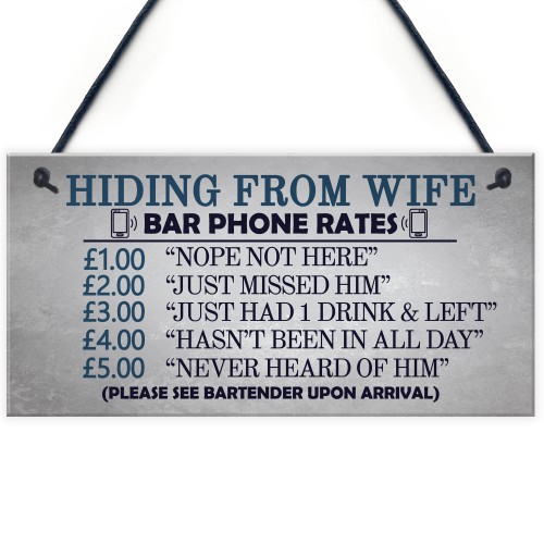 Gifts For Him Funny Man Cave Hiding From Wife Sign Pub Bar