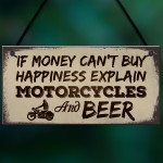 Beer Motorcycle Enthusiast Motorbike Man Cave Signs Garage Him