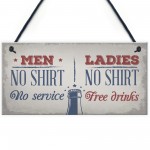 Gifts For Him Funny Pub Beer Bar Wall Sign Free Drinks Man Cave 