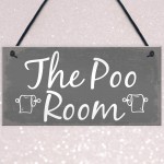 The Poo Room Shabby Chic Bathroom Toilet Loo Plaque Door Sign 