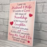 1st Wedding Anniversary Plaque Husband Wife Gift For Her Women 